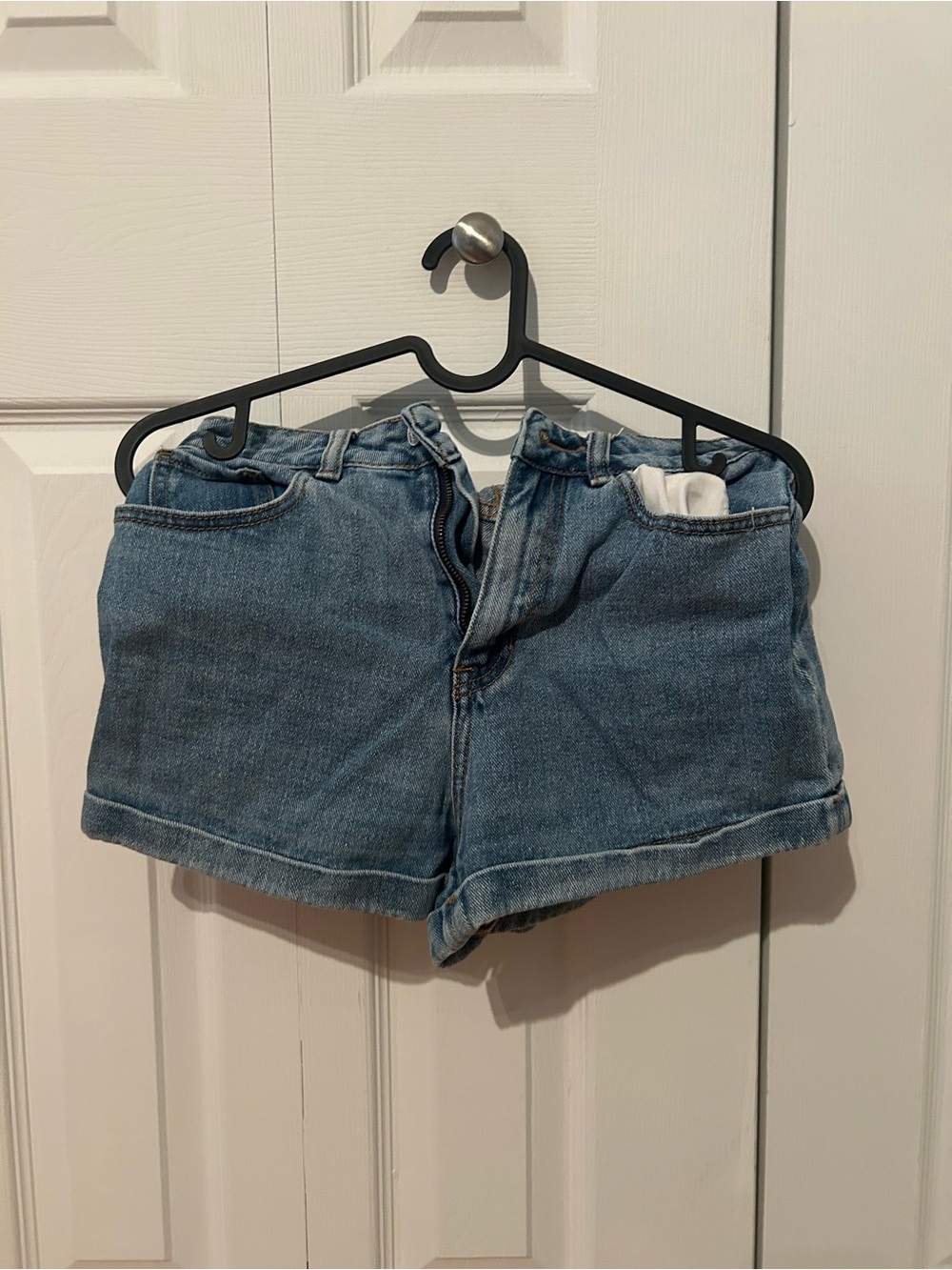 Classic High-Rise Denim Shorts - Light Blue